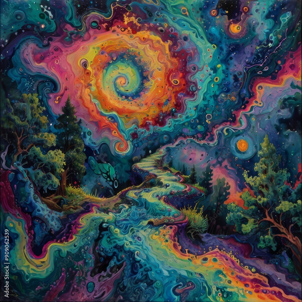 Vibrant, impressionistic painting featuring a winding path through a forest. The layout is horizontal, with the path curving from the bottom center to the upper right.
Vibrant, impressionistic painting featuring a winding path through a forest. The layout is horizontal, with the path curving from the bottom center to the upper right.