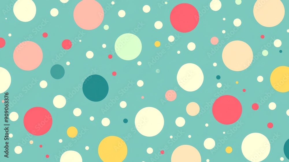 Abstract Pattern of Colorful Circles on a Teal Background Abstract Pattern of Colorful Circles on a Teal Background