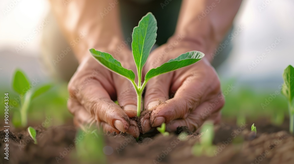 A farmer planting cover crops to prevent soil erosion