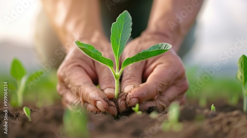 A farmer planting cover crops to prevent soil erosion