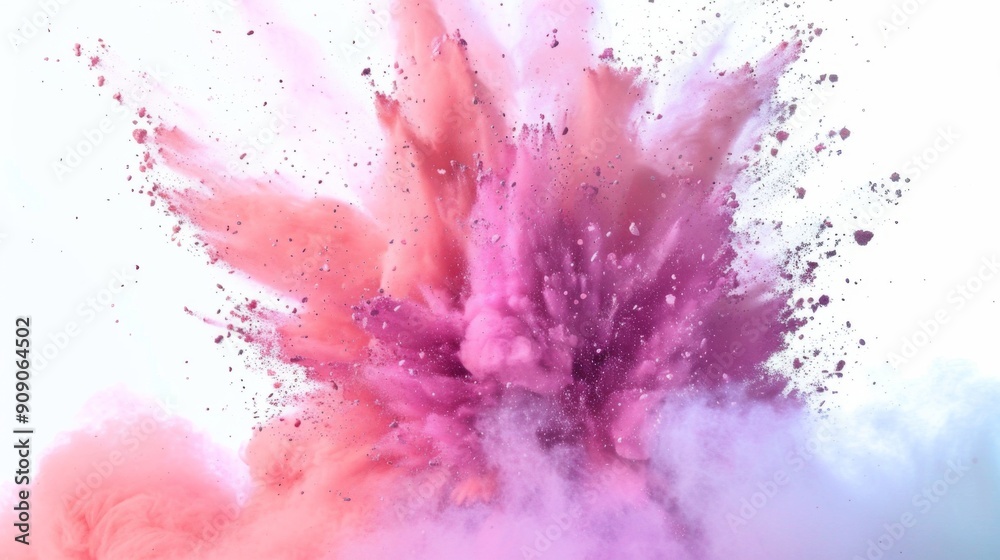 This image highlights a soft explosion of pastel-colored powder predominantly in shades of pink against a clean white background, symbolizing delicacy and artistic expression. This image highlights a soft explosion of pastel-colored powder predominantly in shades of pink against a clean white background, symbolizing delicacy and artistic expression.