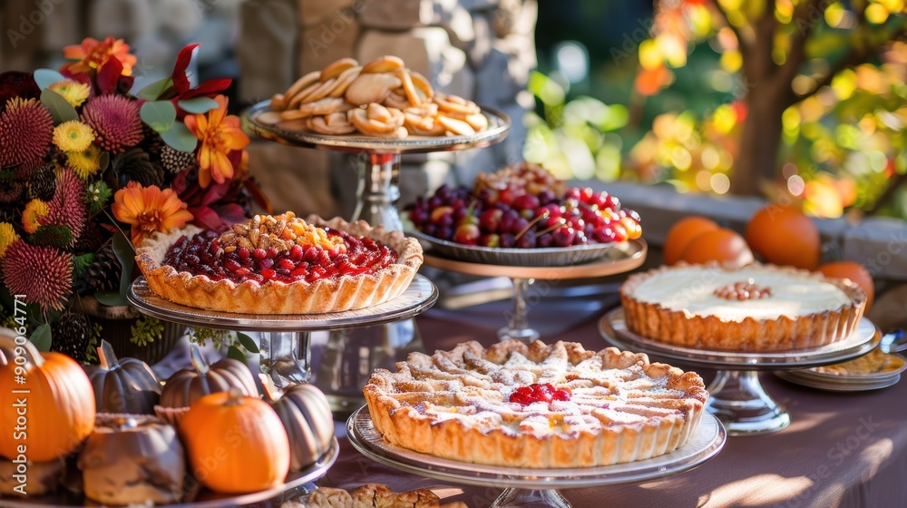 Harvest Delights - Festive Autumn Dessert Table with Delicious Pies, Tarts, and Cookies Harvest Delights - Festive Autumn Dessert Table with Delicious Pies, Tarts, and Cookies