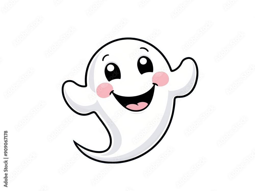 Cute Cartoon Ghost Character: Friendly Halloween Spirit with Cheerful Expression for Fun and Playful Seasonal Designs Cute Cartoon Ghost Character: Friendly Halloween Spirit with Cheerful Expression for Fun and Playful Seasonal Designs