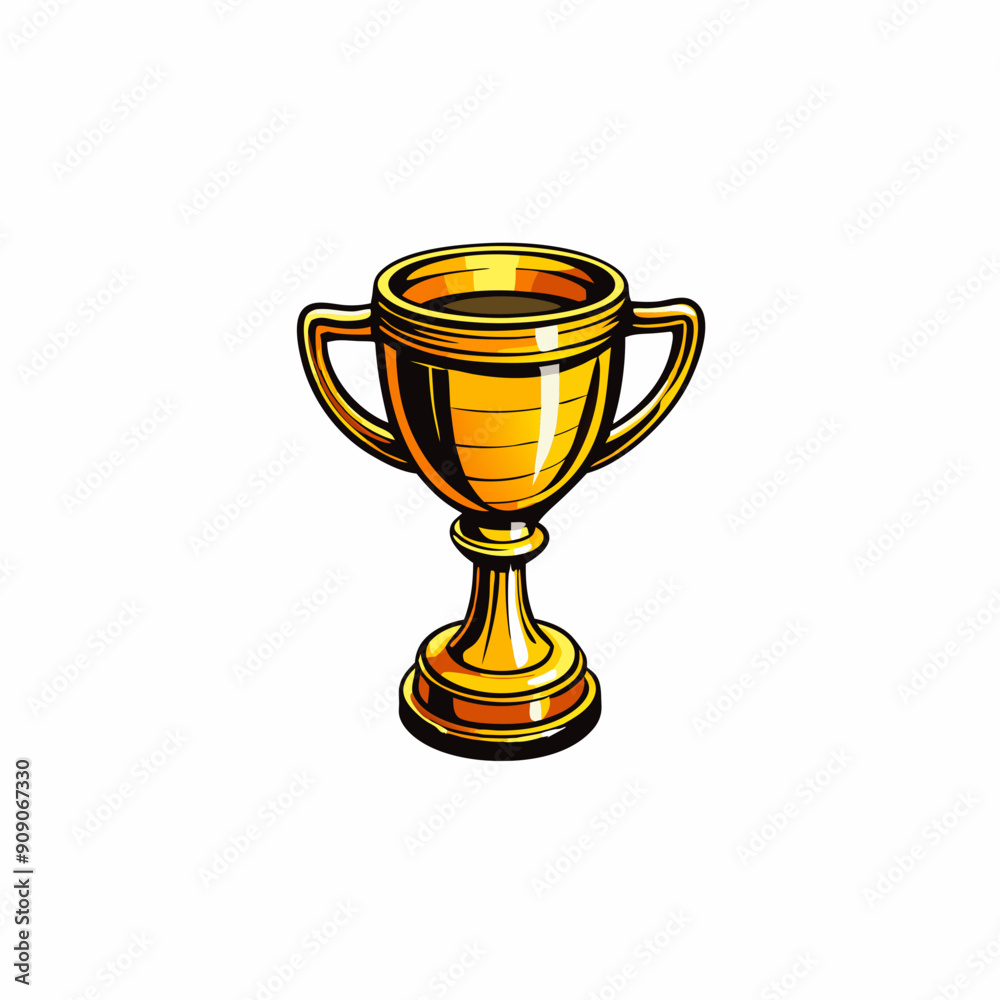 Isometric flat icon of a golden trophy cup with a 3D vector design. Isometric flat icon of a golden trophy cup with a 3D vector design.