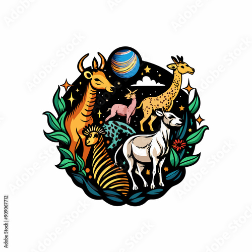 Imaginary animals from distant planets with unique features and vibrant colors.
