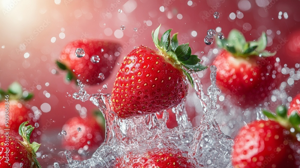 Fresh Strawberries Splashing in Water Fresh Strawberries Splashing in Water