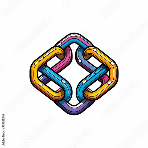 Isometric flat icon of a chain link representing the internet connection.