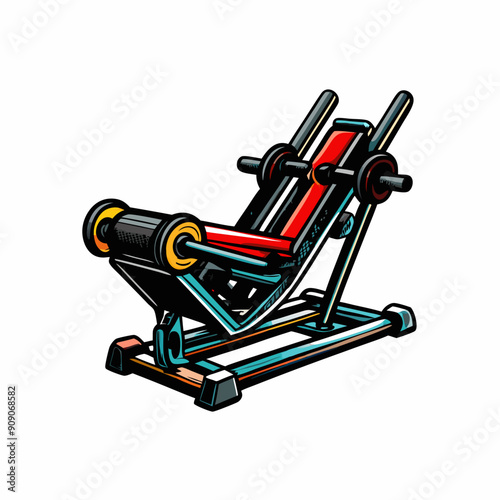A leg press machine with a user pushing against the platform with their feet.