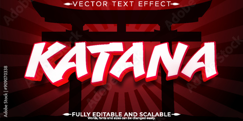 Katana editable text effect, editable ninja and sword text style