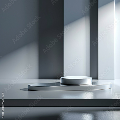 interior of a modern house with close up product display podium