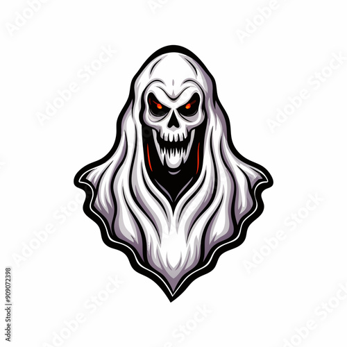 A spooky, transparent specter with flowing, wispy hair and an unsettling expression.