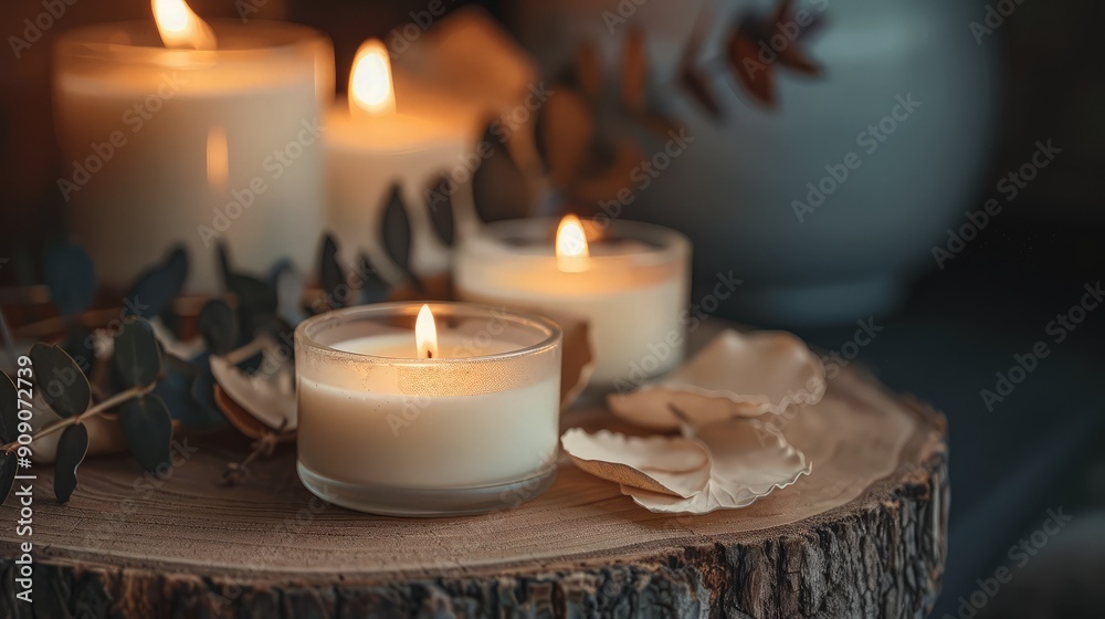 Candles in Glass Jars On Wooden Surface Candles in Glass Jars On Wooden Surface