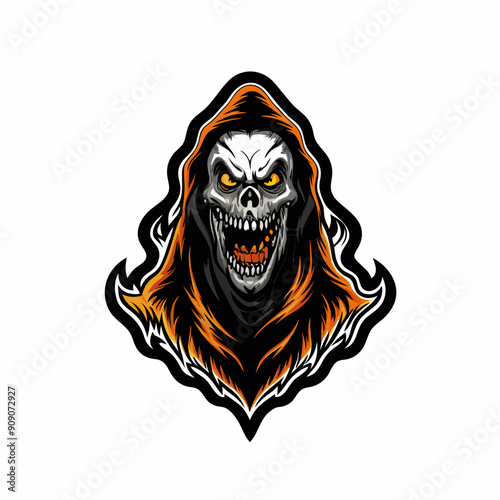 A spooky specter with white sheet, holding its hands up in a ghost-like pose.