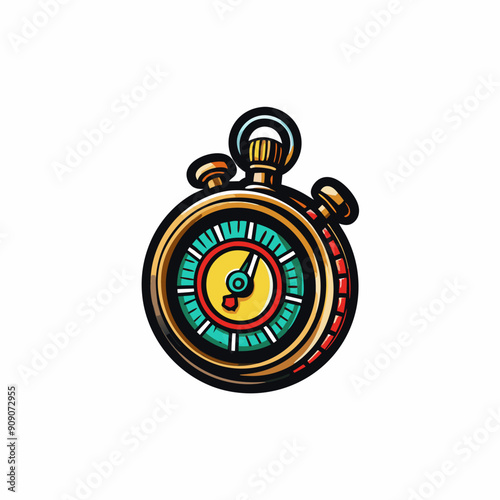 Isometric flat icon of a colorful stopwatch.