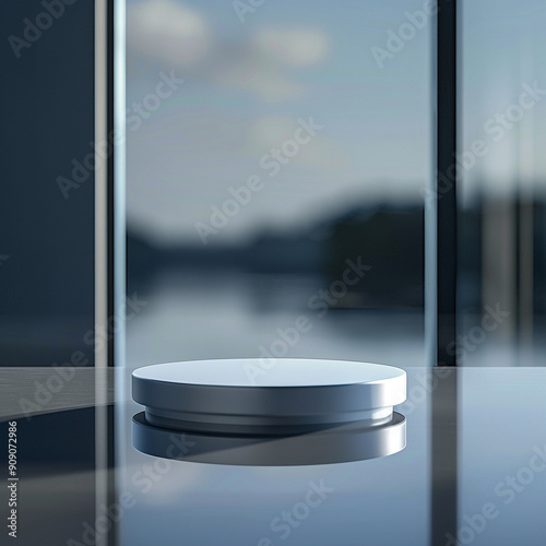 interior of a modern house with close up product display podium