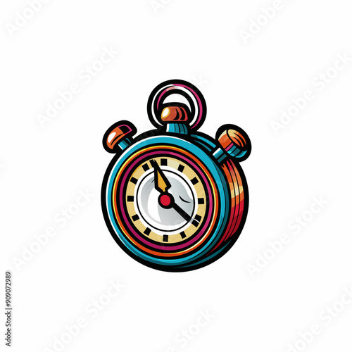 Isometric flat icon of a stopwatch, 3D vector, colorful.