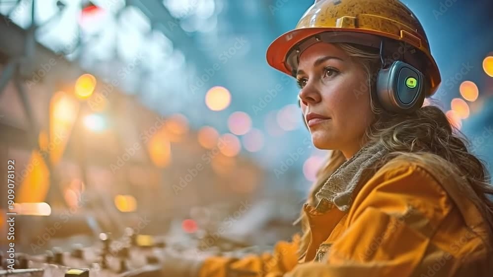 An employee at the steel factory's control panel,
An employee at the steel factory's control panel,
