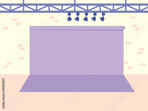 Photo studio background with professional light equipment