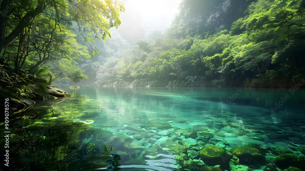 Serene River in a Lush Forest