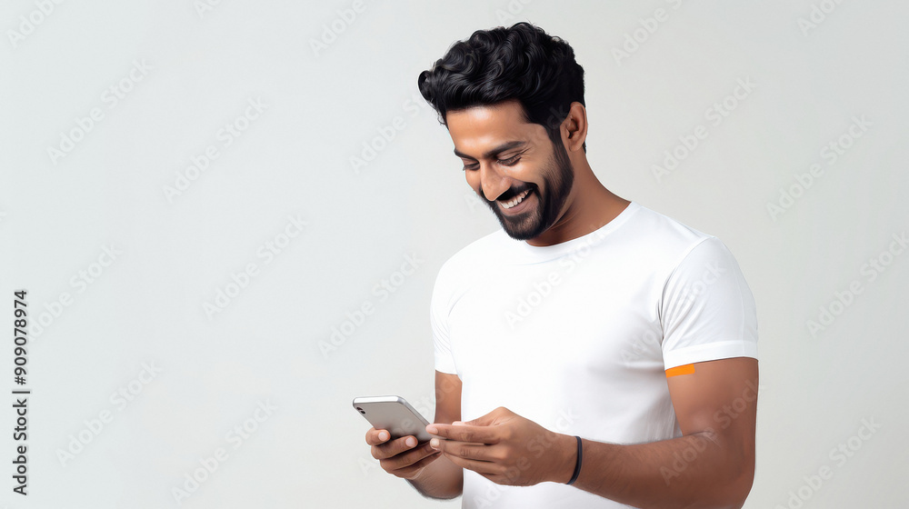 Young handsome indian man using smartphone Young handsome indian man using smartphone