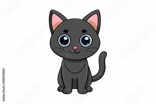 "A Cute Black Cat Vector Illustration"