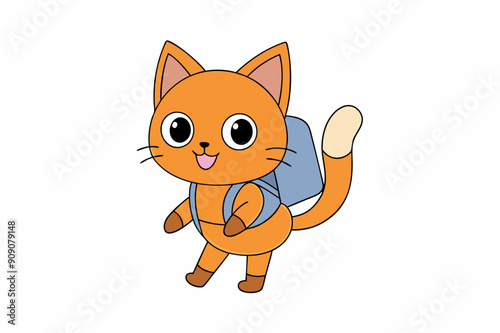 "Cute Hiking Cat Vector Illustration"