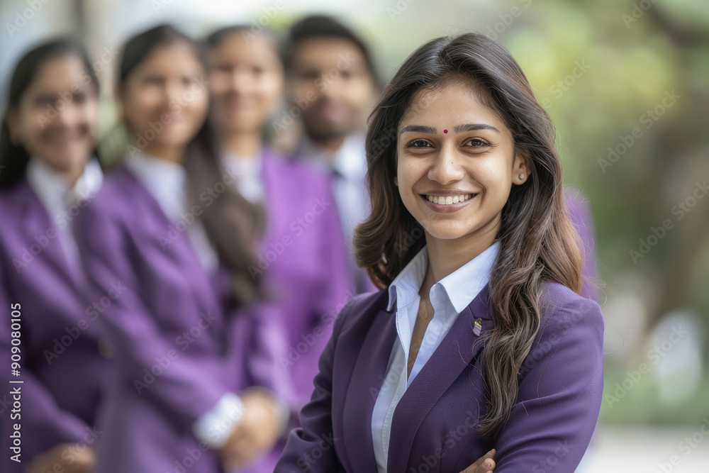 young indian woman in business suit standing confidently young indian woman in business suit standing confidently