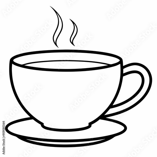 tea in a cup line art Silhouette Vector illustration