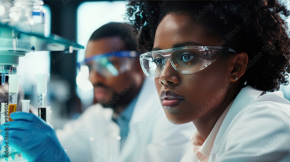 Portrait of a diverse group of scientists examining medical vials together in a modern pharmaceutical laboratory. Portrait of a diverse group of scientists examining medical vials together in a modern pharmaceutical laboratory.