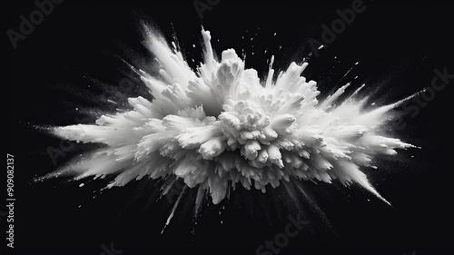 Abstract white powder explosion on a black background