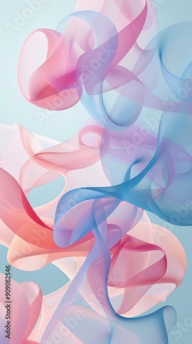 Wallpaper Mural Pastel shapes intertwine, forming a whimsical, calming composition that evokes a sense of serenity in gentle tones Torontodigital.ca