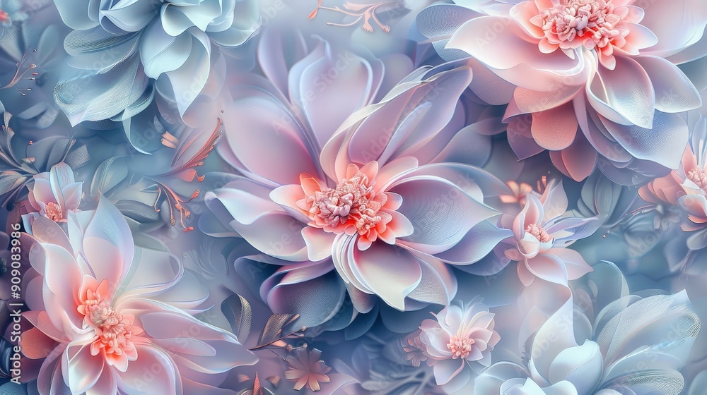 Elegant floral pattern with intricate details and soft colors