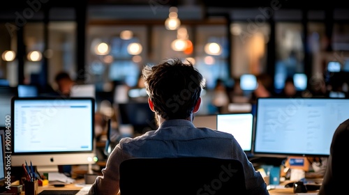 Journalist in a Newsroom Meeting with Editors and Computers