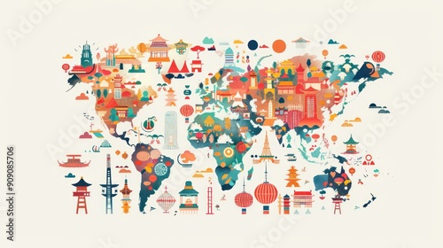 A digital illustration showing the interconnectedness of diverse cultures globally