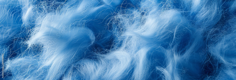 Obraz premium Blue felting wool as background, closeup view