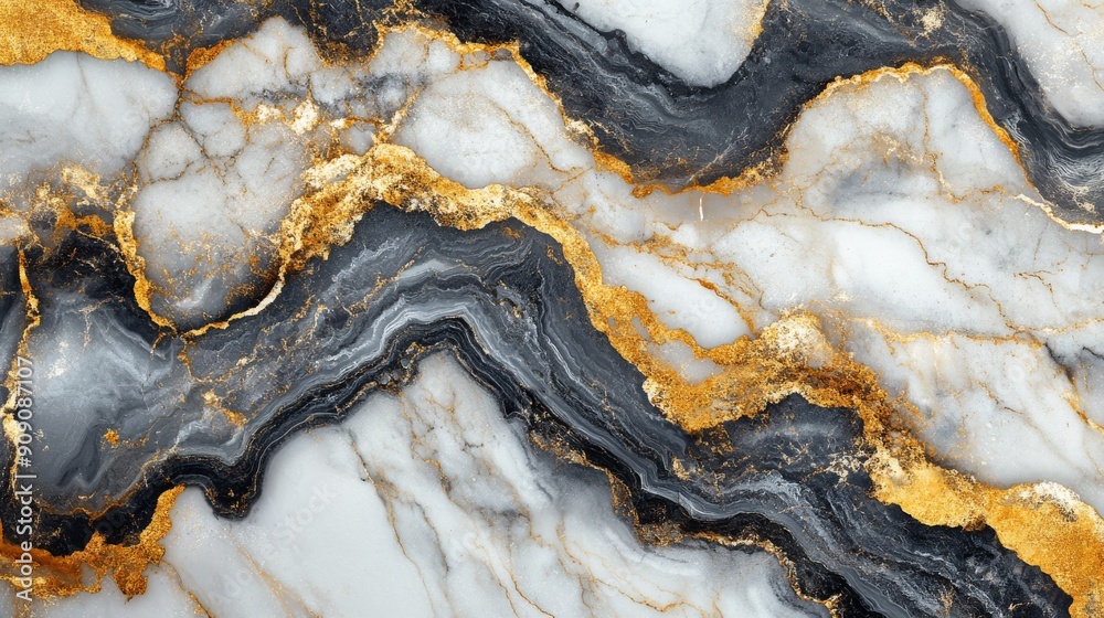 Abstract Marble Texture with Black, White, and Gold Veins Abstract Marble Texture with Black, White, and Gold Veins