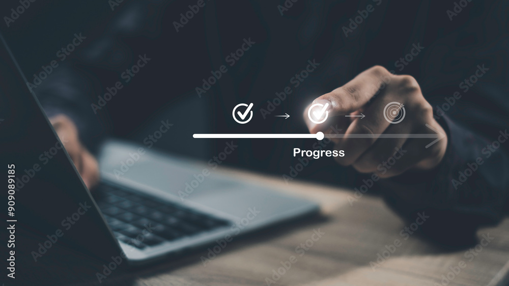 Goal setting in business concept. Features icons and targets representing objectives and progress. Highlights steps and paths towards career growth, ambition, and success. Emphasizes planning. Goal setting in business concept. Features icons and targets representing objectives and progress. Highlights steps and paths towards career growth, ambition, and success. Emphasizes planning.