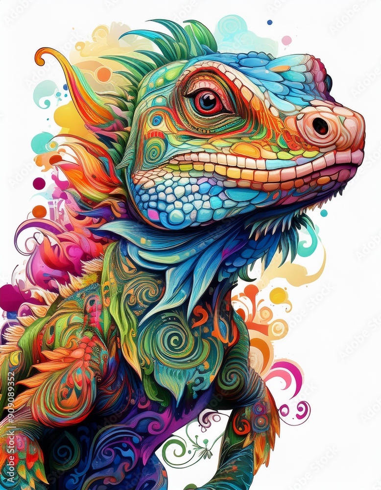 Psychadelic theme Lizard. Spirit Animal totem guide illustration Psychadelic theme Lizard. Spirit Animal totem guide illustration