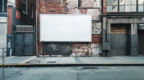 Minimalistic White Billboard Display in Urban Alleyway