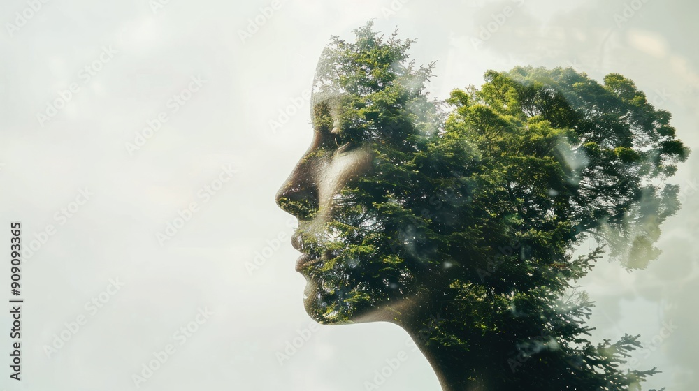 Multiple exposure of a face with nature elements. Multiple exposure of a face with nature elements.