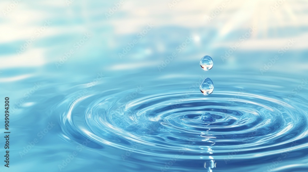 Water Droplet Falling and Creating Ripples Water Droplet Falling and Creating Ripples