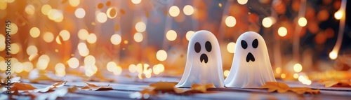 Two cute ghosts surrounded ...
