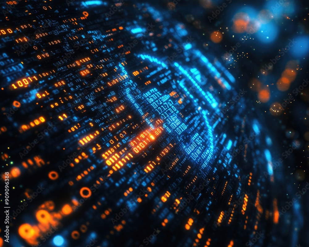 Illuminated Binary Code Matrix - Abstract Technology Background Illuminated Binary Code Matrix - Abstract Technology Background