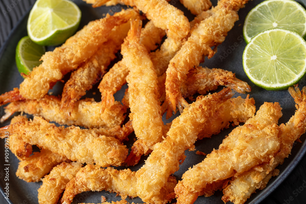 deep fried panko breaded shrimp on a plate deep fried panko breaded shrimp on a plate