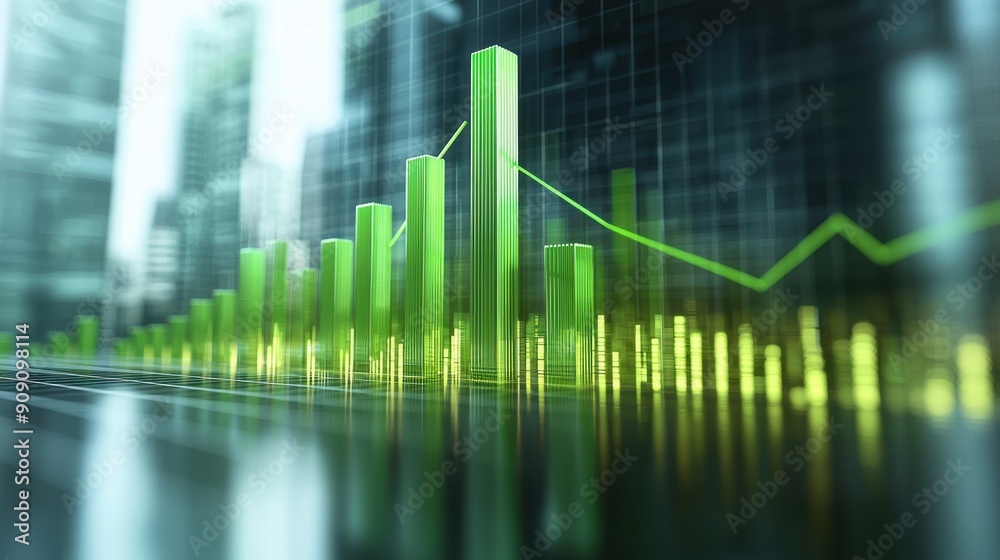 A bar graph with rising green bars and a positive trend line, set against a sleek, modern background. A bar graph with rising green bars and a positive trend line, set against a sleek, modern background.