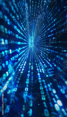 Abstract digital background  binary code and ai algorithms in deep blue realistic photo