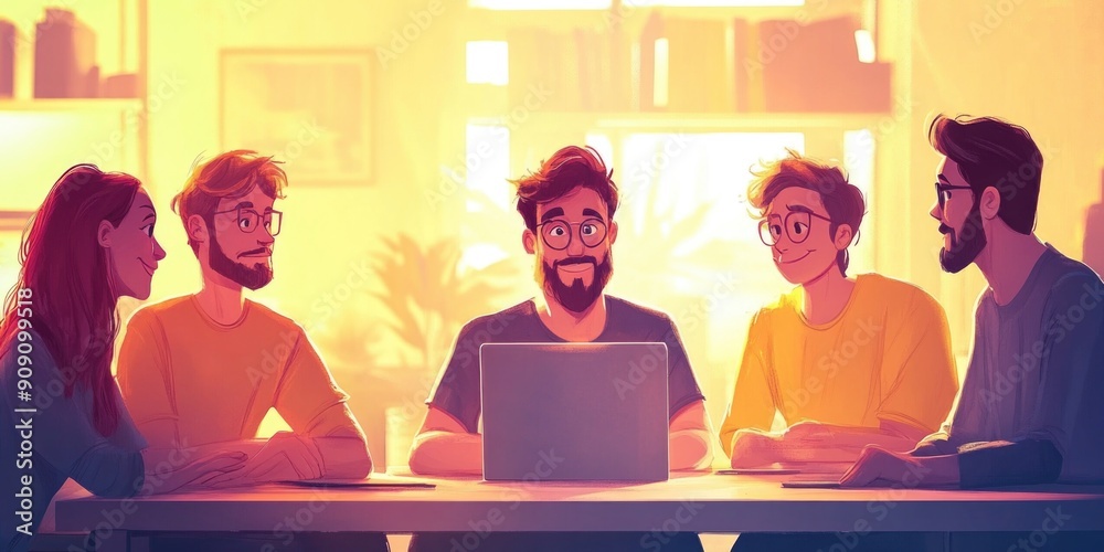 Animated Startup Team Engaging in Virtual Meeting with Investors for Funding Discussion Animated Startup Team Engaging in Virtual Meeting with Investors for Funding Discussion