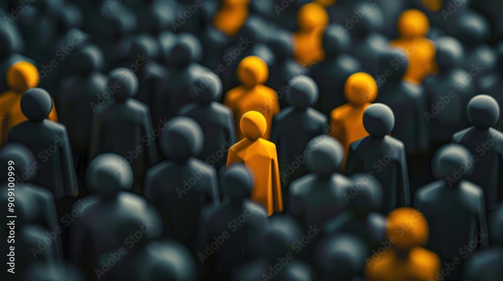 Obraz premium Individual standing out in a crowd with unique style.