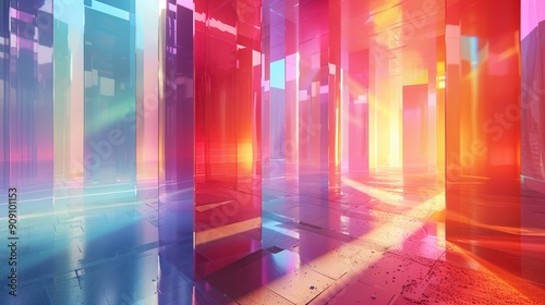 A glassmorphism virtual reality interface featuring frosted glass elements  colorful gradients  and smooth animations