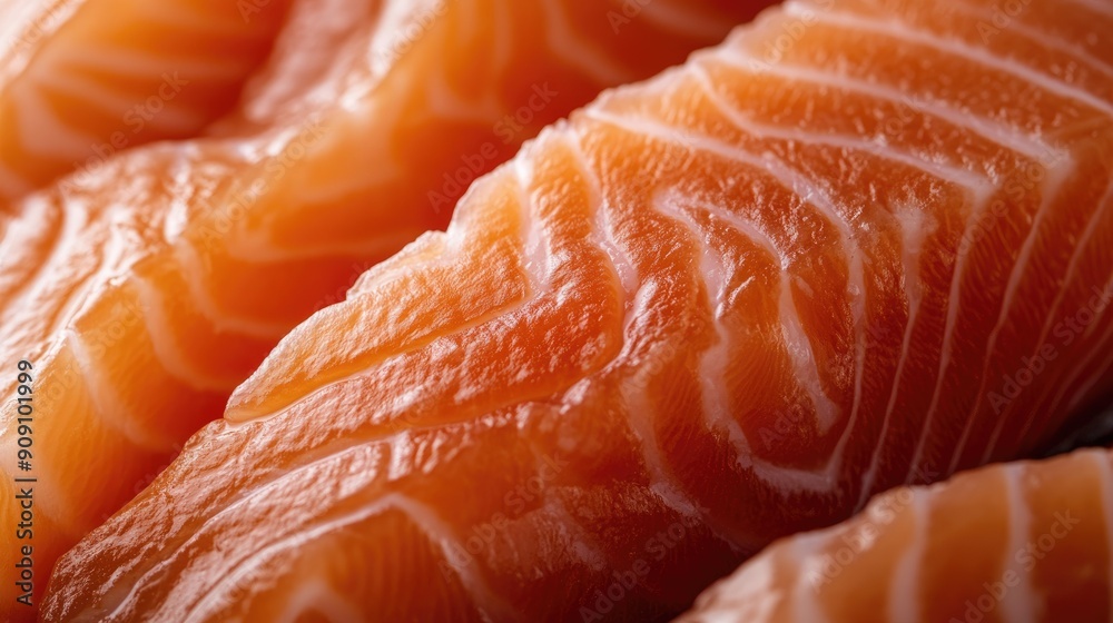 Fresh salmon fillet close-up, focusing on the natural texture and vibrant pink hues of the raw meat Fresh salmon fillet close-up, focusing on the natural texture and vibrant pink hues of the raw meat
